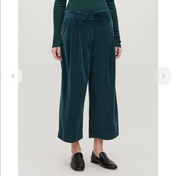 NWT COS Blue-Green Wide-Leg Corduroy Trousers MSRP$115 - Picture 8 of 16